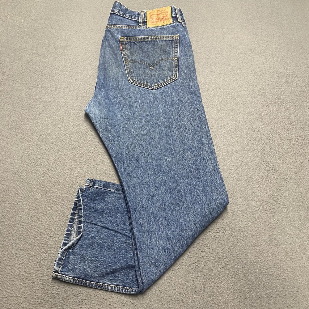 Levis 505 Jeans Mens 38x30 Blue Denim Straight Fit Classic Medium Wash Indonesia